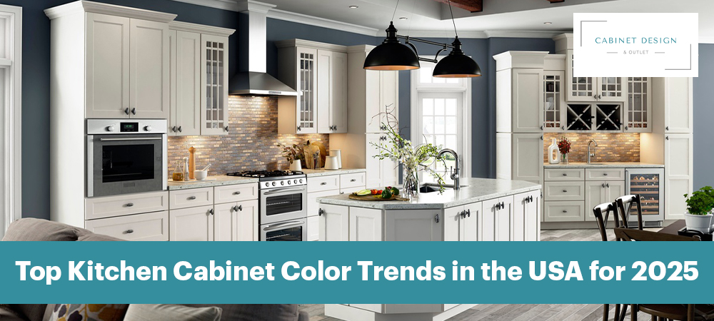 Modern kitchen showcasing 2025 cabinet color trends